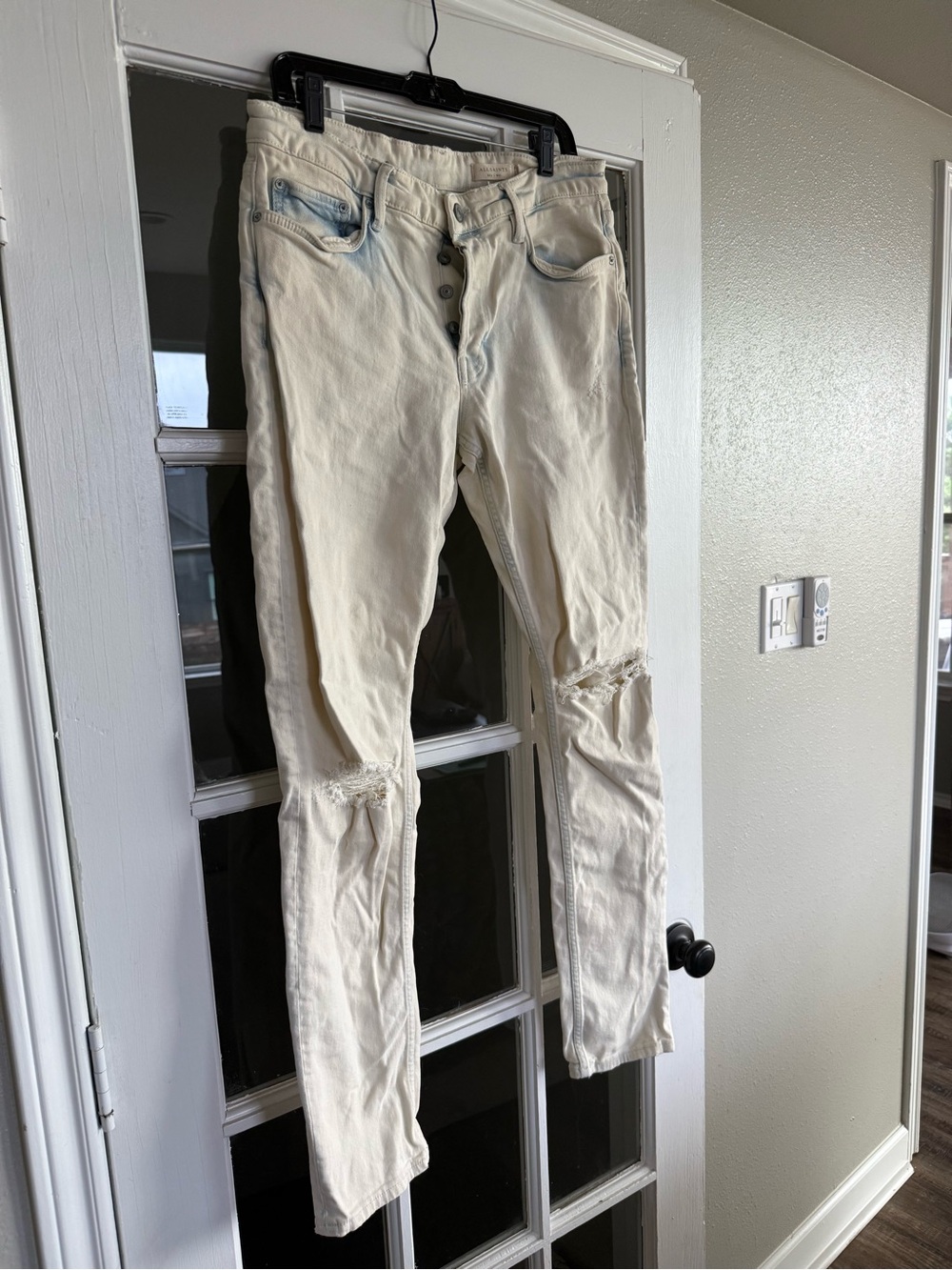AllSaints Men’s Rex Cream / Denim Jeans with Subtle Blue Detail sz 33
